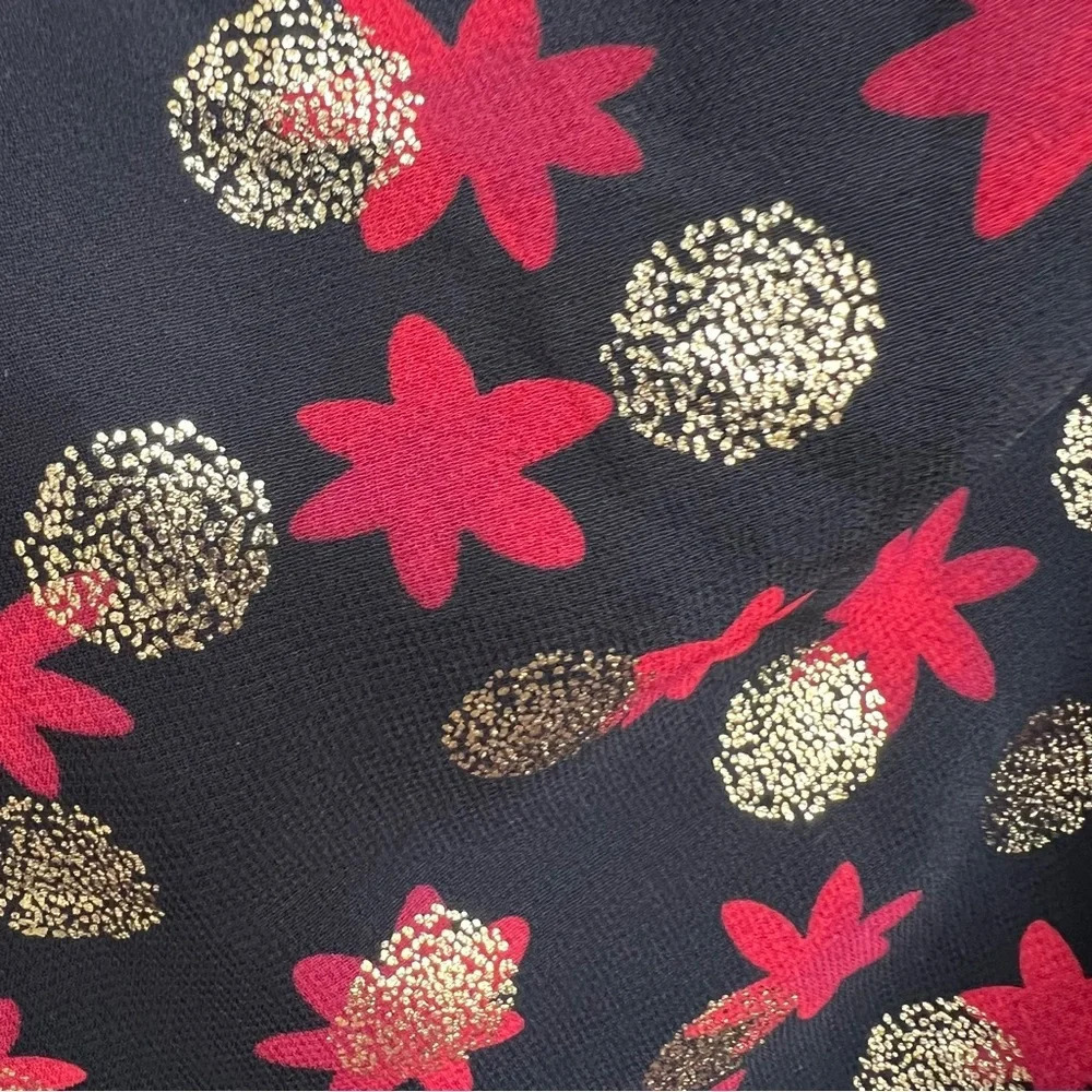 Lane Bryant 18 Surplice Frilly Ruffled Fitted Midi Dress Haley Floral Gold Dot - Picture 8 of 14